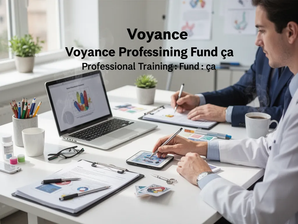 Personne consultant un ordinateur portable avec des documents de formation étalés sur un bureau